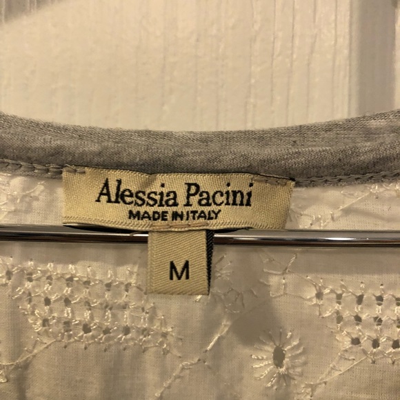 Alessia Pacini Mixed Media Seersucker Eyelet Top - Picture 6 of 8